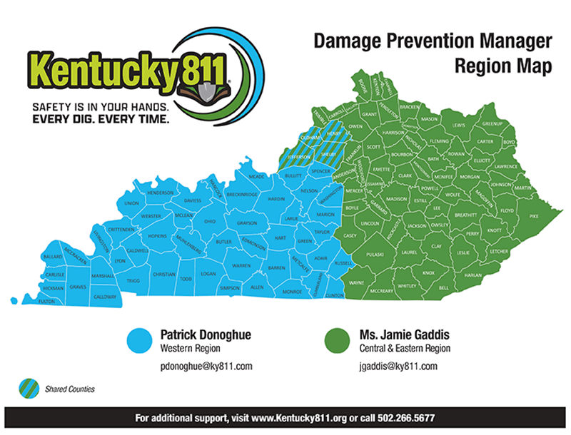 Image of the Kentucky 811 Territory Map